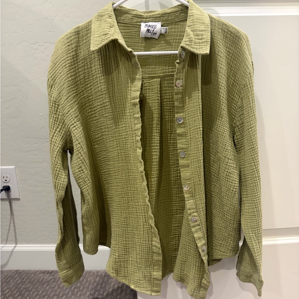 Princess Polly Mahalia Green Button Up Shirt - Picture 3 of 7